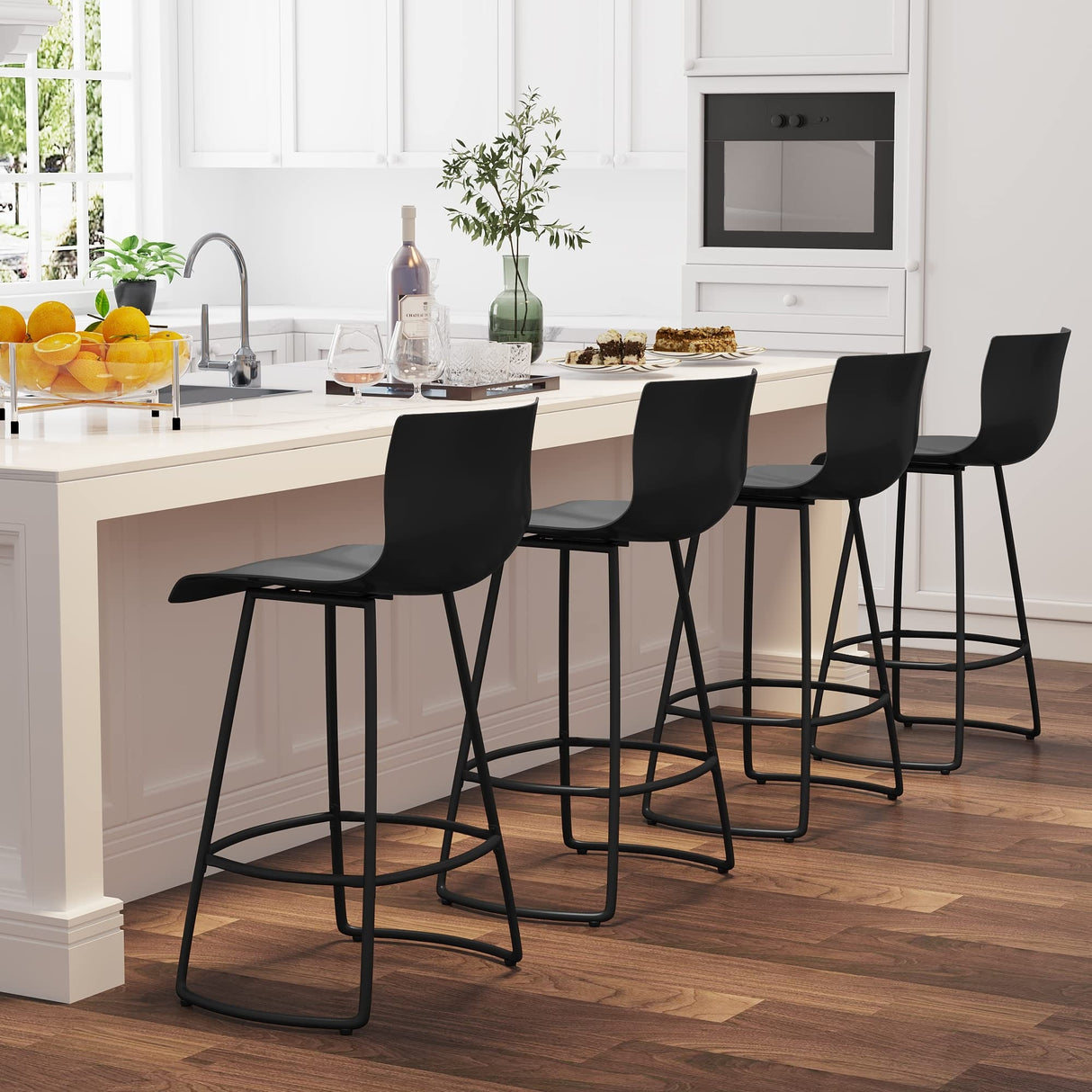 Bar Stools Set of 4 Counter Height Bar Stools Modern Swivel Bar Stools Bar Chairs with Back Plastic