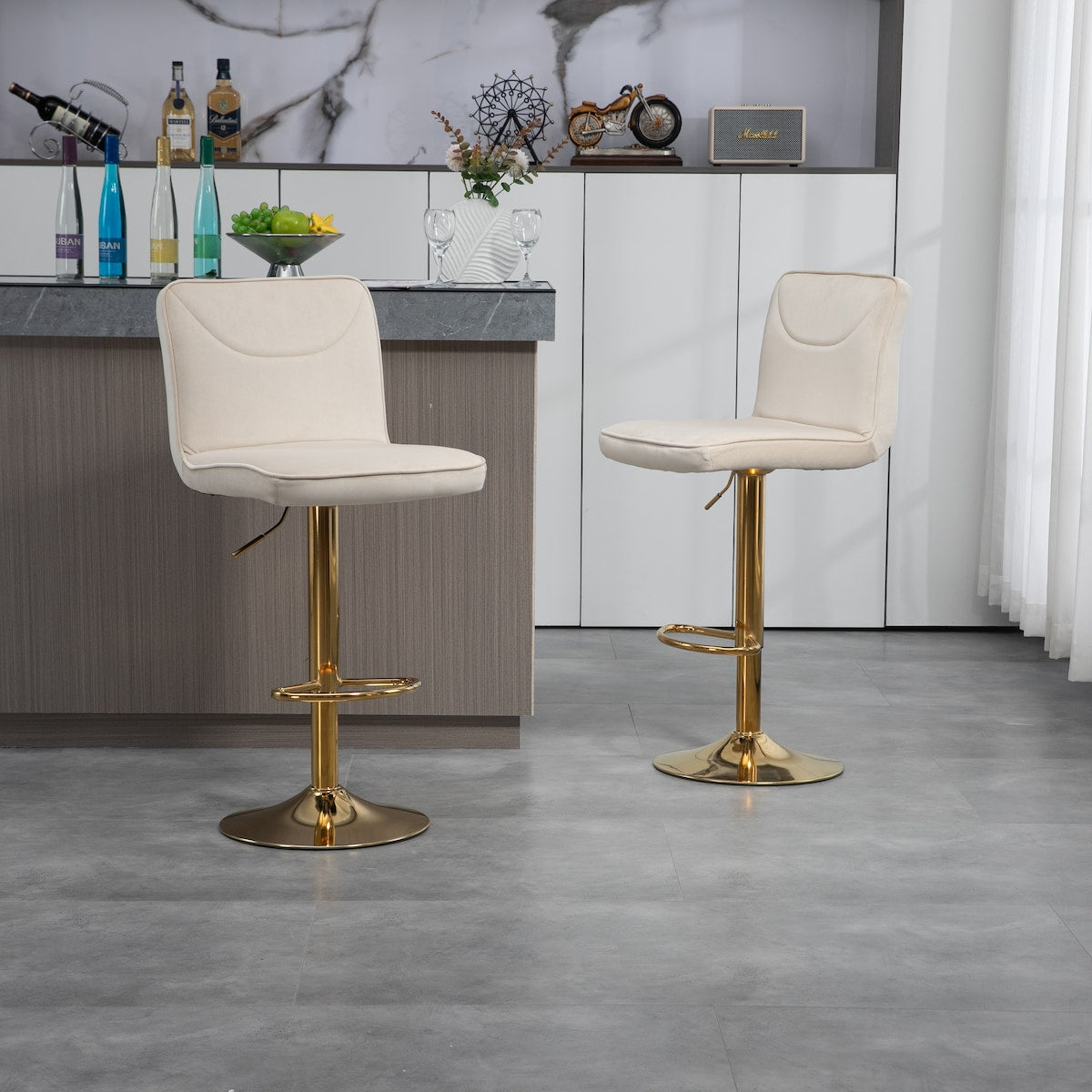 Bar Stools with Back and Footrest Counter Height Dining Chairs 2PC/SET