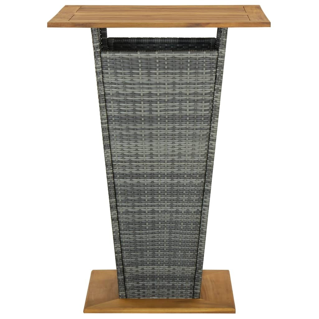 Bar Table Gray 31.5"x31.5"x43.3" Poly Rattan and Solid Acacia Wood