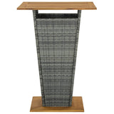 Bar Table Gray 31.5"x31.5"x43.3" Poly Rattan and Solid Acacia Wood