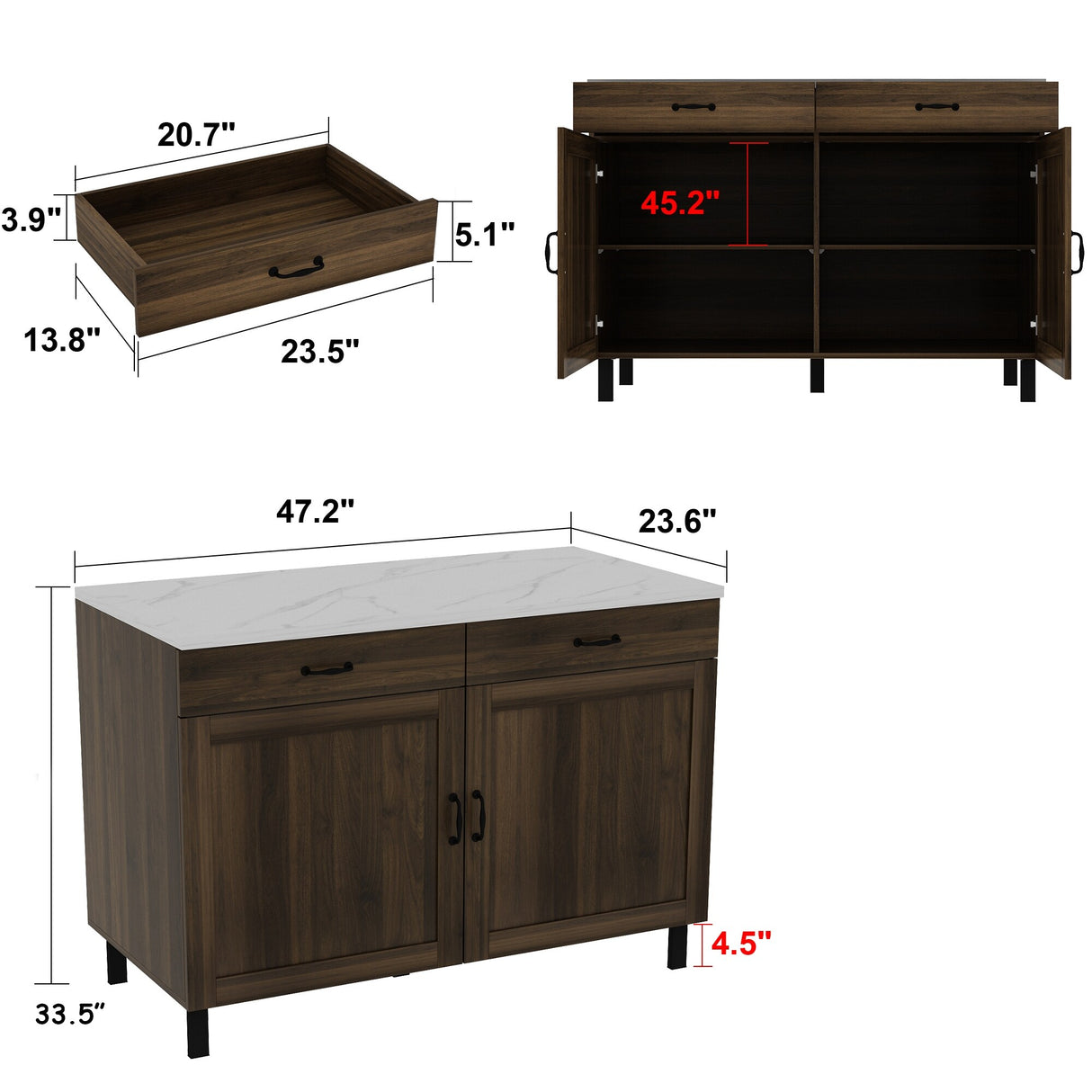 Bar Table Island Multi-Use Marble Cabinet - Elevate Your Home Decor