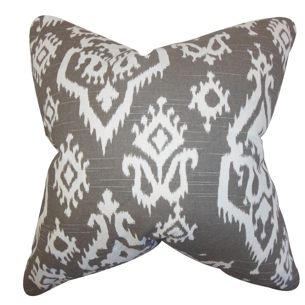 Baraka Ikat Brown Feather Filled 18-inch Throw Pillow