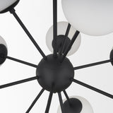 Barbara Matte Black Metal w/ Frosted Glass Globes 11-Light Chandelier - 31.5L x 31.5W x 31.5H