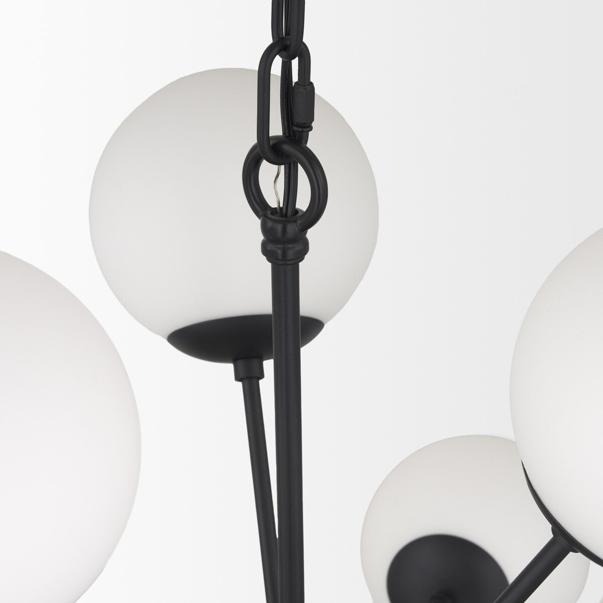 Barbara Matte Black Metal w/ Frosted Glass Globes 11-Light Chandelier - 31.5L x 31.5W x 31.5H