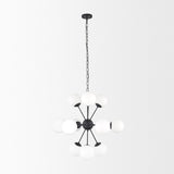 Barbara Matte Black Metal w/ Frosted Glass Globes 11-Light Chandelier - 31.5L x 31.5W x 31.5H