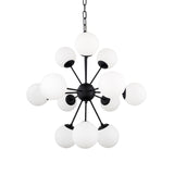 Barbara Matte Black Metal w/ Frosted Glass Globes 11-Light Chandelier - 31.5L x 31.5W x 31.5H