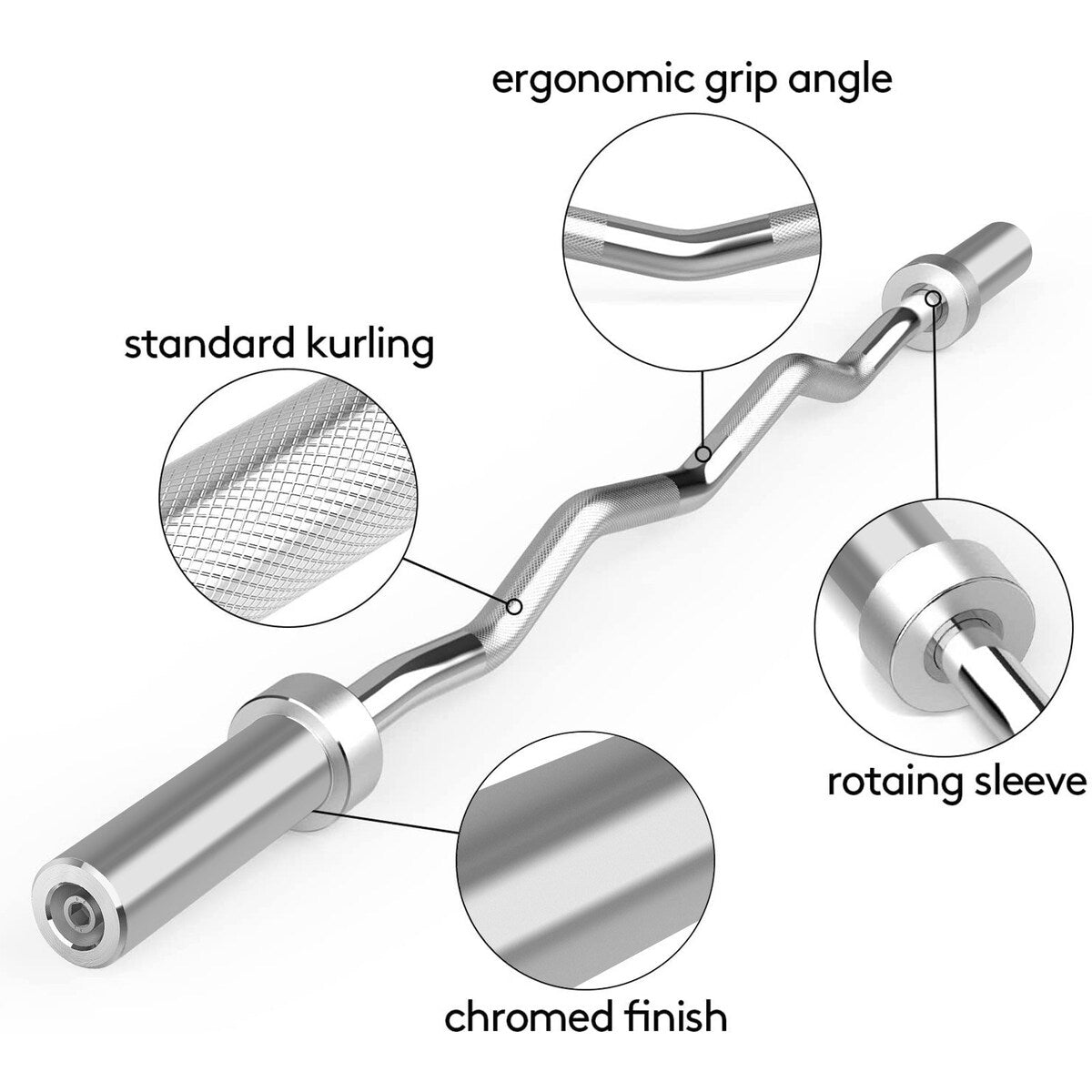 Barbell 5-Foot Barbell 176LB Capacity, 2 Inch Weightlifting Barbell, Weights Lifting Power Lifting (Silver) - 61.02x5.12x3.94in