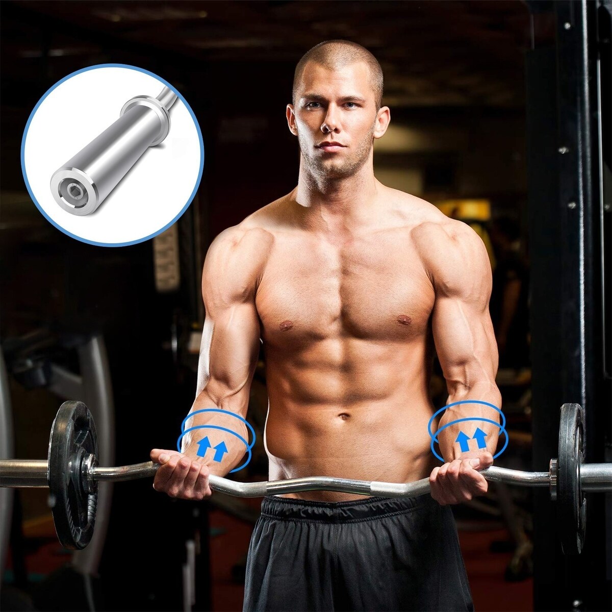Barbell 5-Foot Barbell 176LB Capacity, 2 Inch Weightlifting Barbell, Weights Lifting Power Lifting (Silver) - 61.02x5.12x3.94in