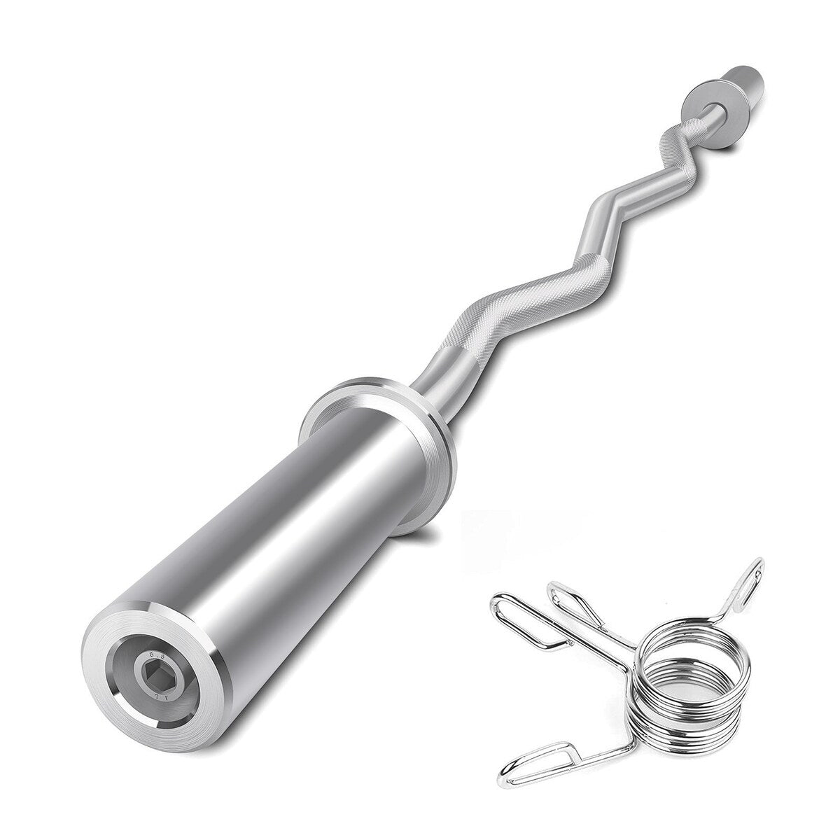 Barbell 5-Foot Barbell 176LB Capacity, 2 Inch Weightlifting Barbell, Weights Lifting Power Lifting (Silver) - 61.02x5.12x3.94in