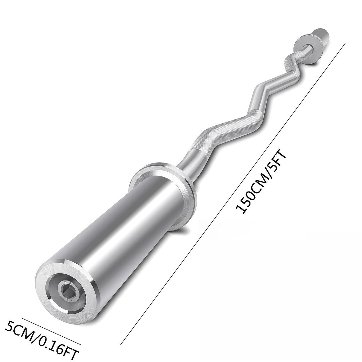 Barbell 5-Foot Barbell 176LB Capacity, 2 Inch Weightlifting Barbell, Weights Lifting Power Lifting (Silver) - 61.02x5.12x3.94in
