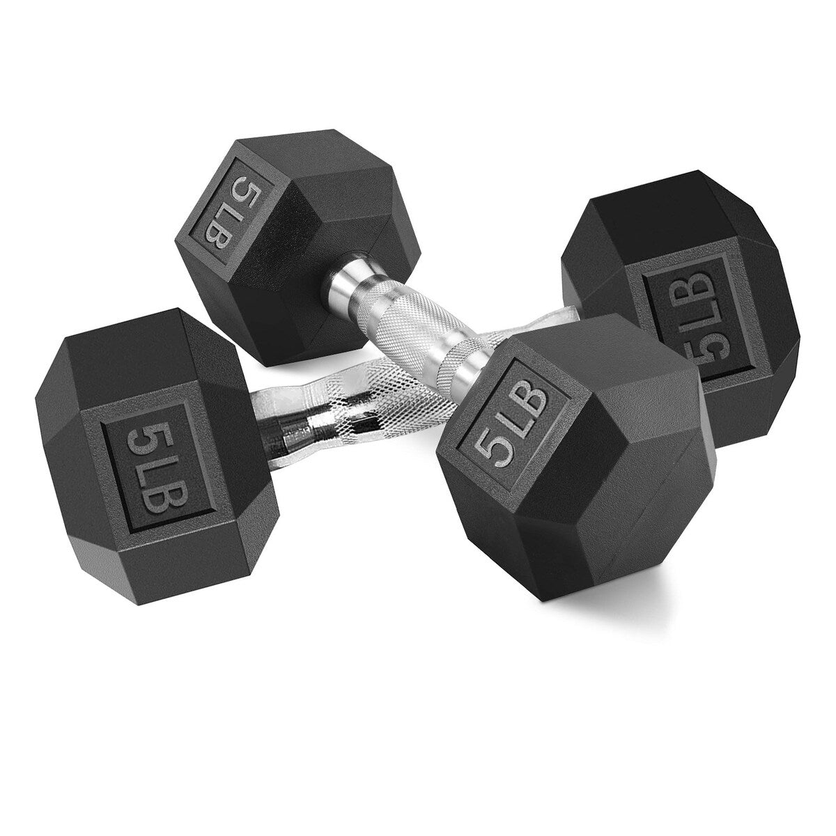 Barbell Set Of 2 Hex Rubber Dumbbell With Metal Handles Pair Of 2 Heavy Dumbbell