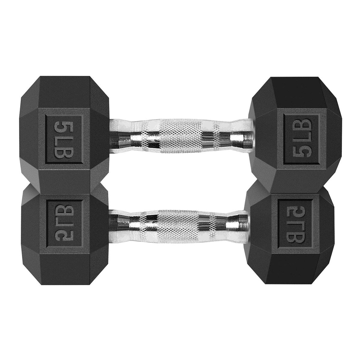 Barbell Set Of 2 Hex Rubber Dumbbell With Metal Handles Pair Of 2 Heavy Dumbbell