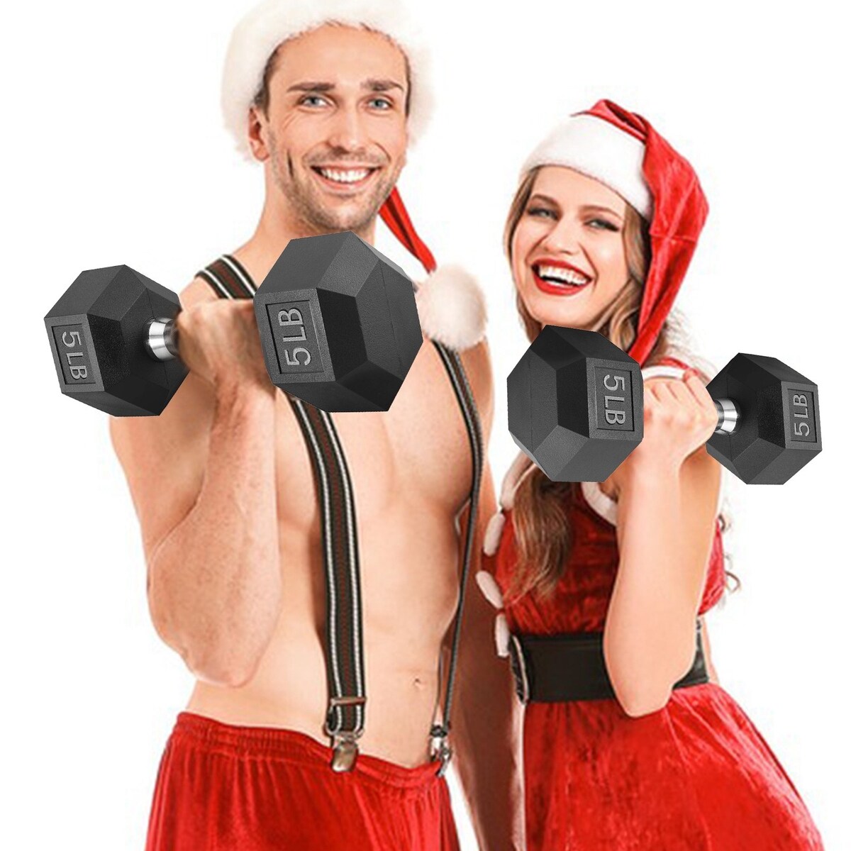 Barbell Set Of 2 Hex Rubber Dumbbell With Metal Handles Pair Of 2 Heavy Dumbbell