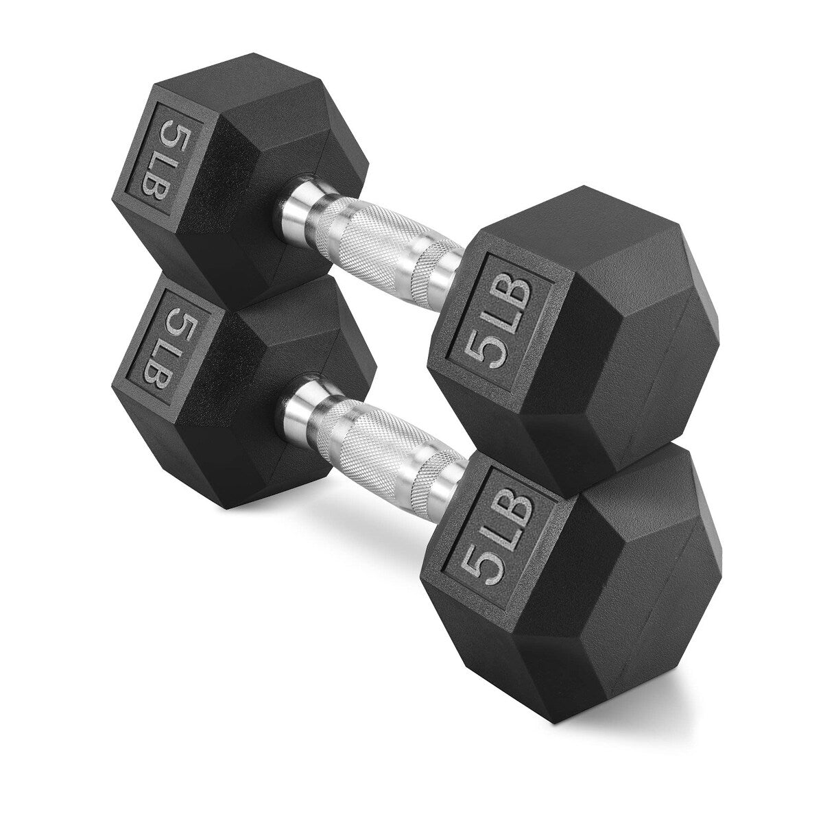Barbell Set Of 2 Hex Rubber Dumbbell With Metal Handles Pair Of 2 Heavy Dumbbell