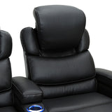 Barcalounger Columbia Leather Gel Home Theater Seating Power Recline - Row of 2, Black