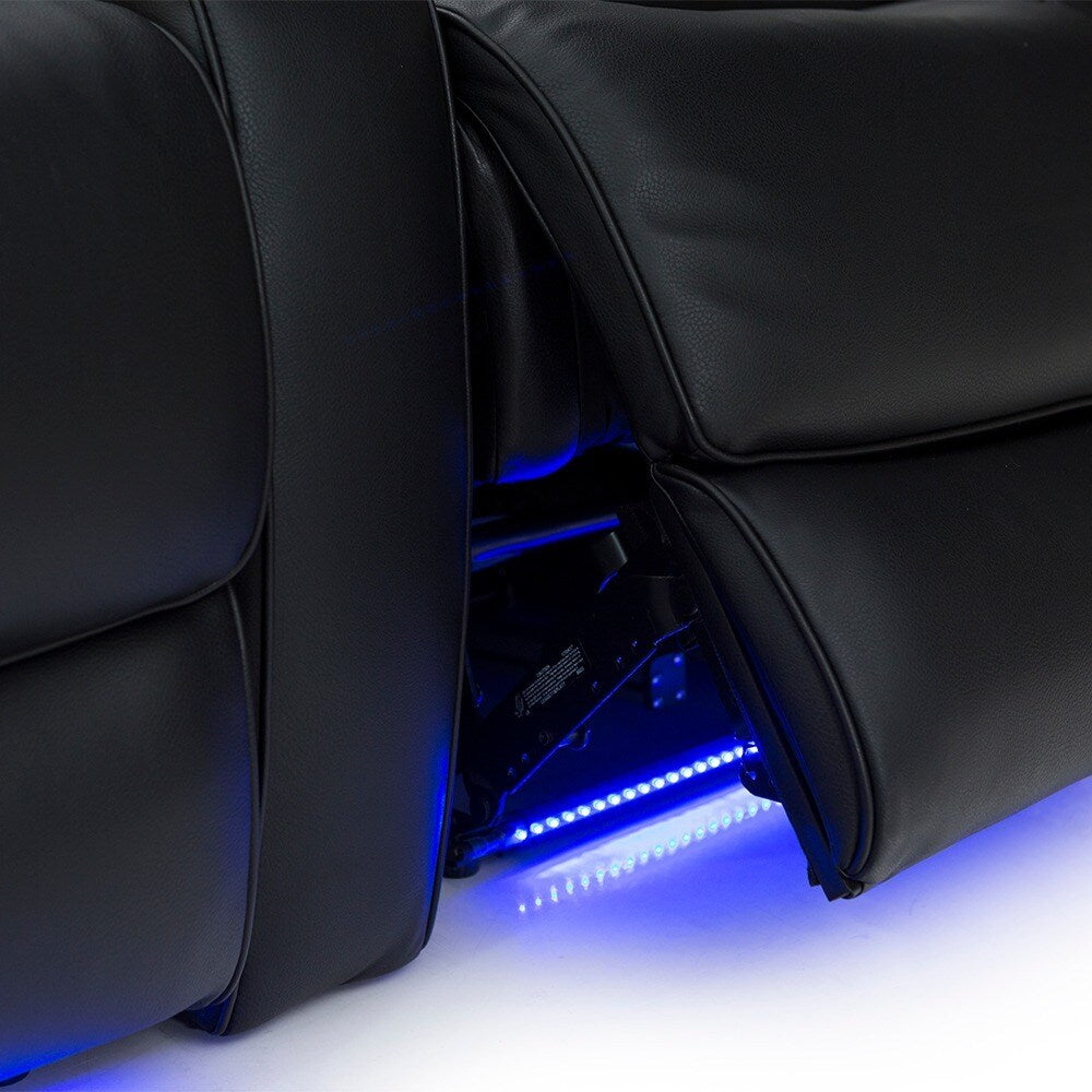 Barcalounger Columbia Leather Gel Home Theater Seating Power Recline - Row of 2, Black