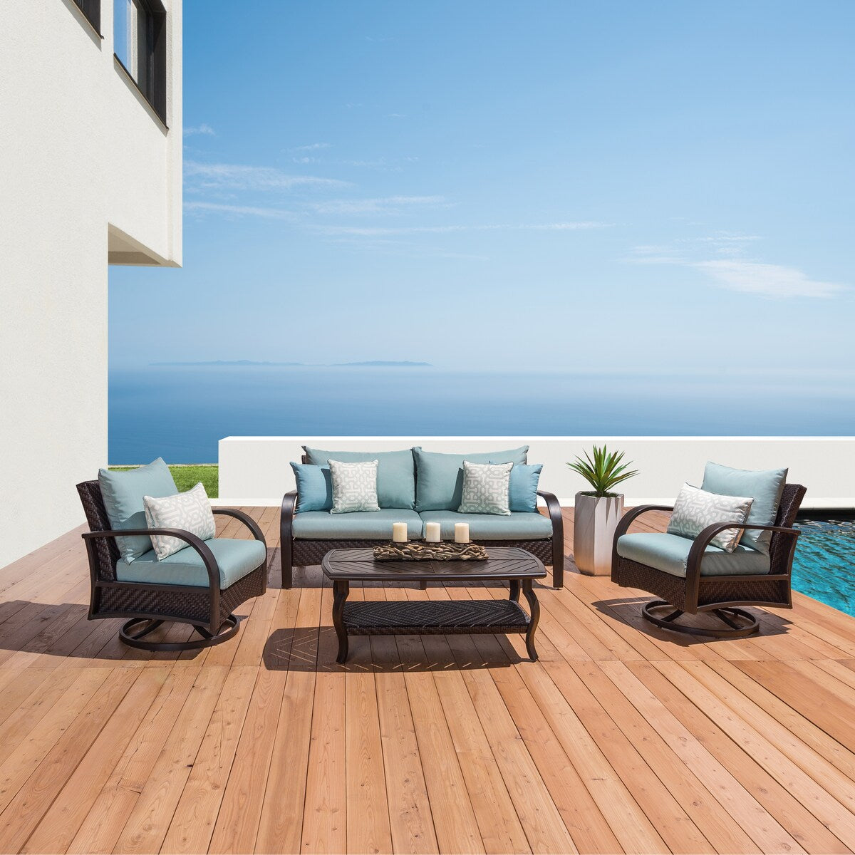 Barcelo 4 Piece Sunbrella Outdoor Patio Motion Seating Set with Table