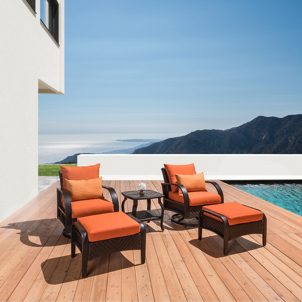 Barcelo 5 Piece Sunbrella Outdoor Patio Motion Club Chair & Ottoman Set