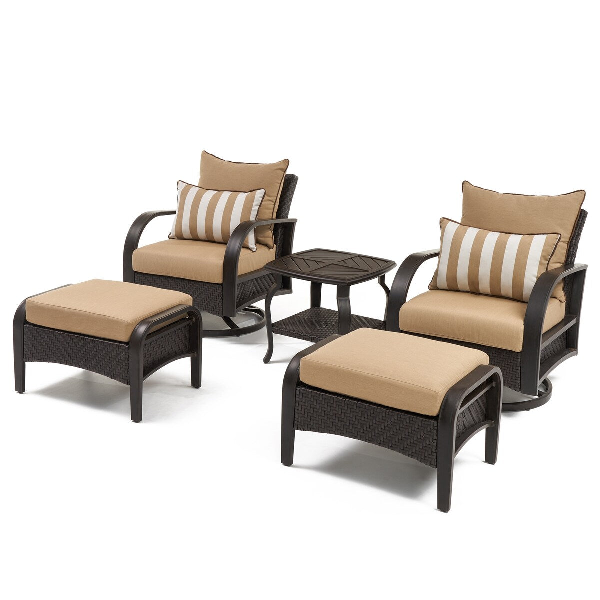 Barcelo 5 Piece Sunbrella Outdoor Patio Motion Club Chair & Ottoman Set