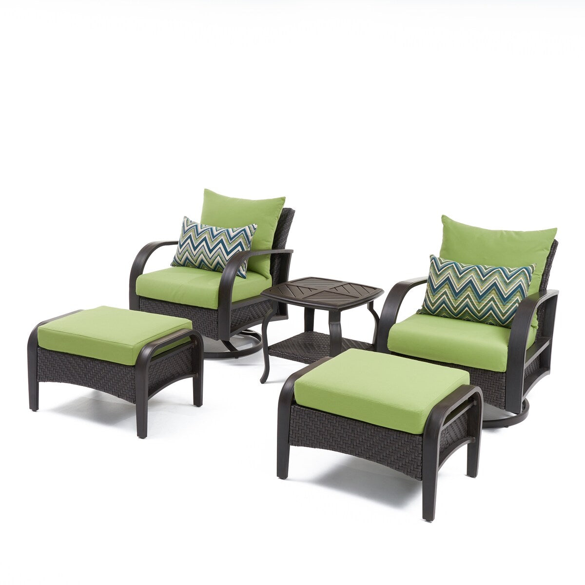 Barcelo 5 Piece Sunbrella Outdoor Patio Motion Club Chair & Ottoman Set