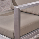 Barden Outdoor 3 Piece Aluminum Chat Set with Fire Pit by Christopher Knight Home