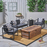 Barden Outdoor 3 Piece Aluminum Chat Set with Fire Pit by Christopher Knight Home