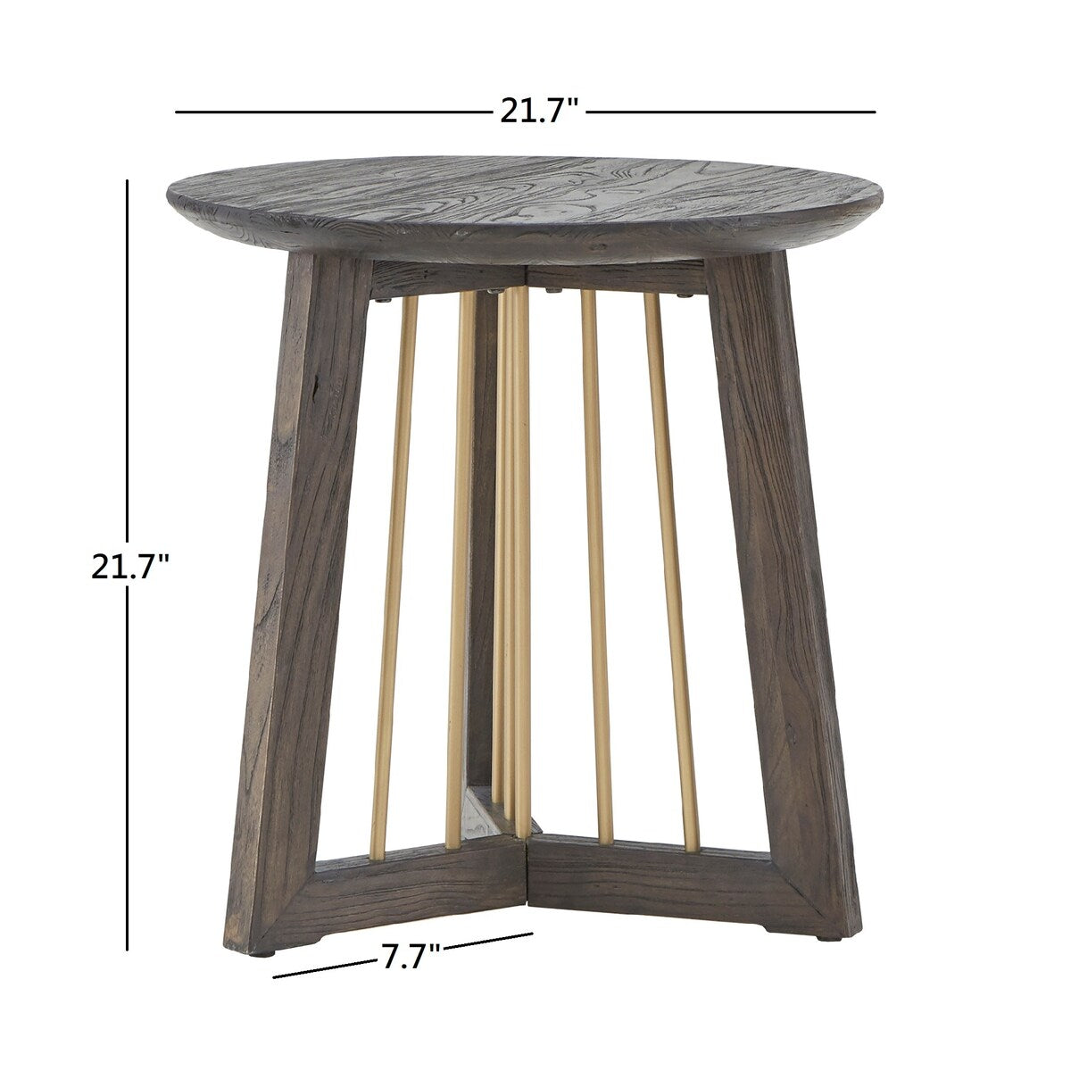 Barica Antique Gold Finished Metal and Reclaimed Wood Round End Table by iNSPIRE Q Bold - End Table