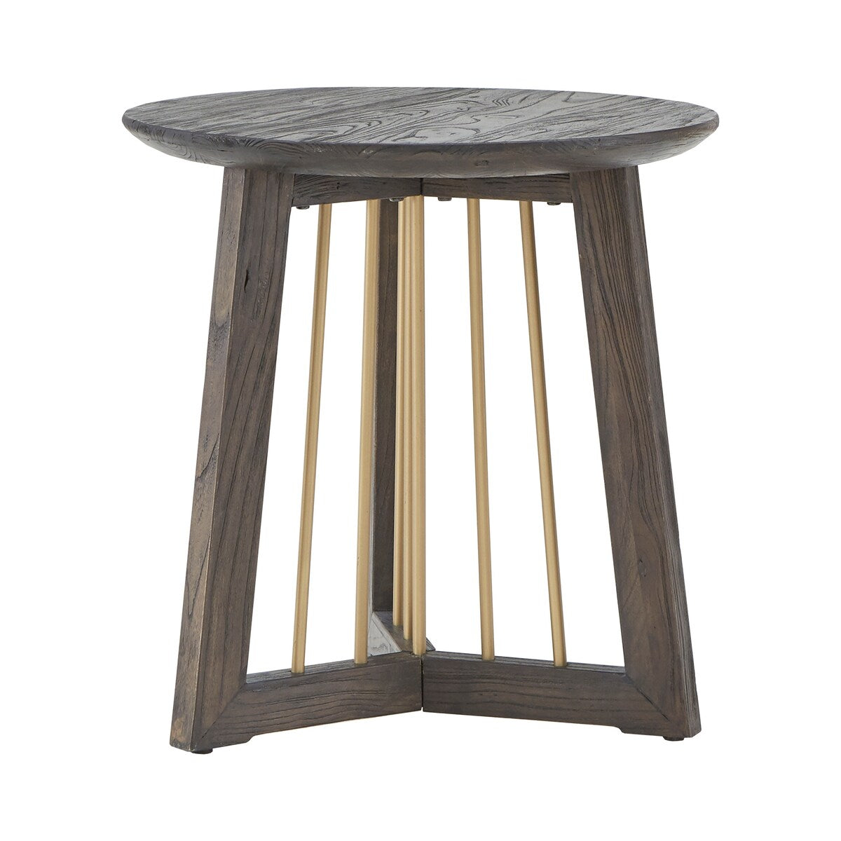 Barica Antique Gold Finished Metal and Reclaimed Wood Round End Table by iNSPIRE Q Bold - End Table