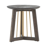 Barica Antique Gold Finished Metal and Reclaimed Wood Round End Table by iNSPIRE Q Bold - End Table