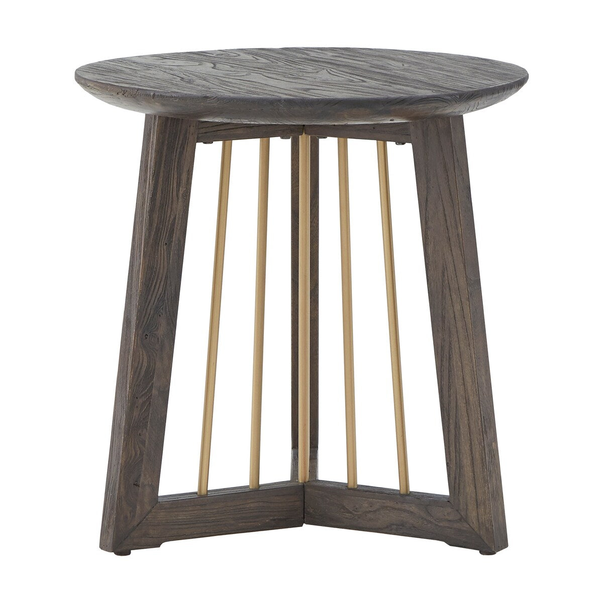 Barica Antique Gold Finished Metal and Reclaimed Wood Round End Table by iNSPIRE Q Bold - End Table