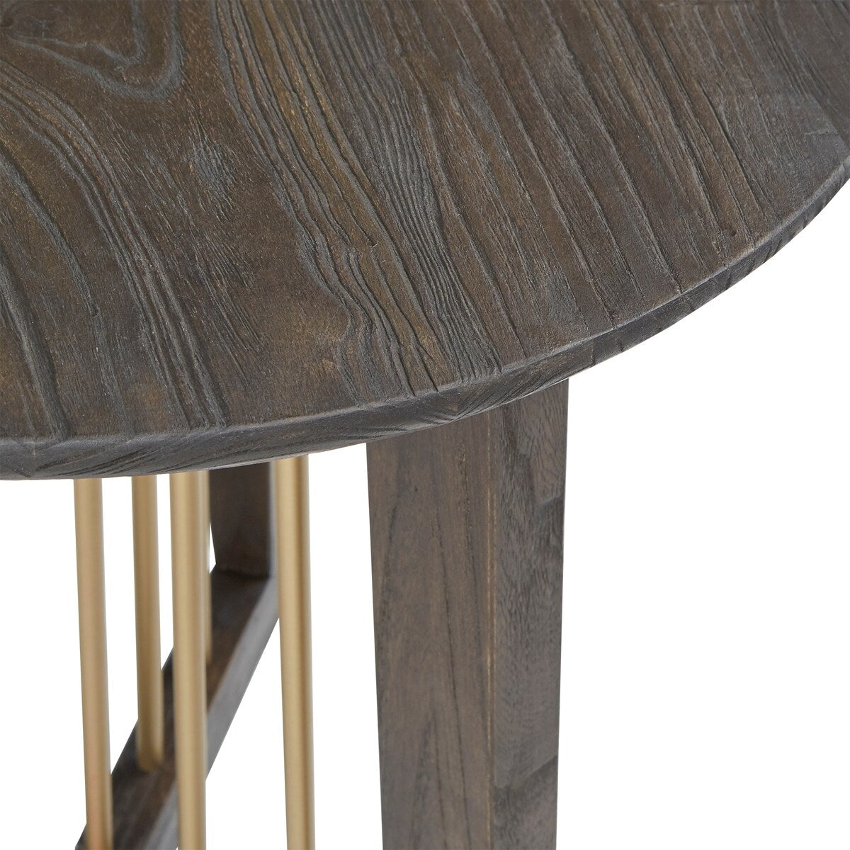 Barica Antique Gold Finished Metal and Reclaimed Wood Round End Table by iNSPIRE Q Bold - End Table
