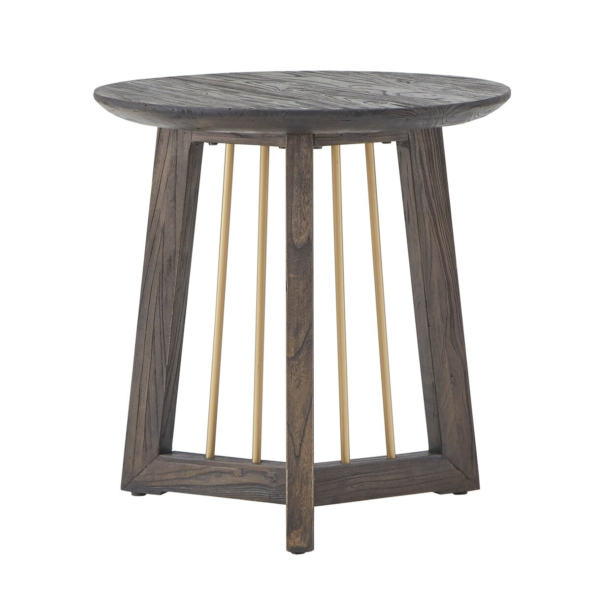 Barica Antique Gold Finished Metal and Reclaimed Wood Round End Table by iNSPIRE Q Bold - End Table