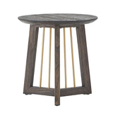 Barica Antique Gold Finished Metal and Reclaimed Wood Round End Table by iNSPIRE Q Bold - End Table