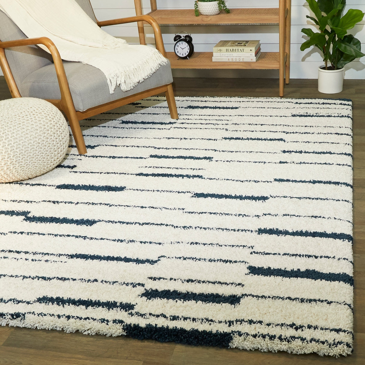 Barlough Contemporary StripeShag Area Rug - 5'3" x 7'