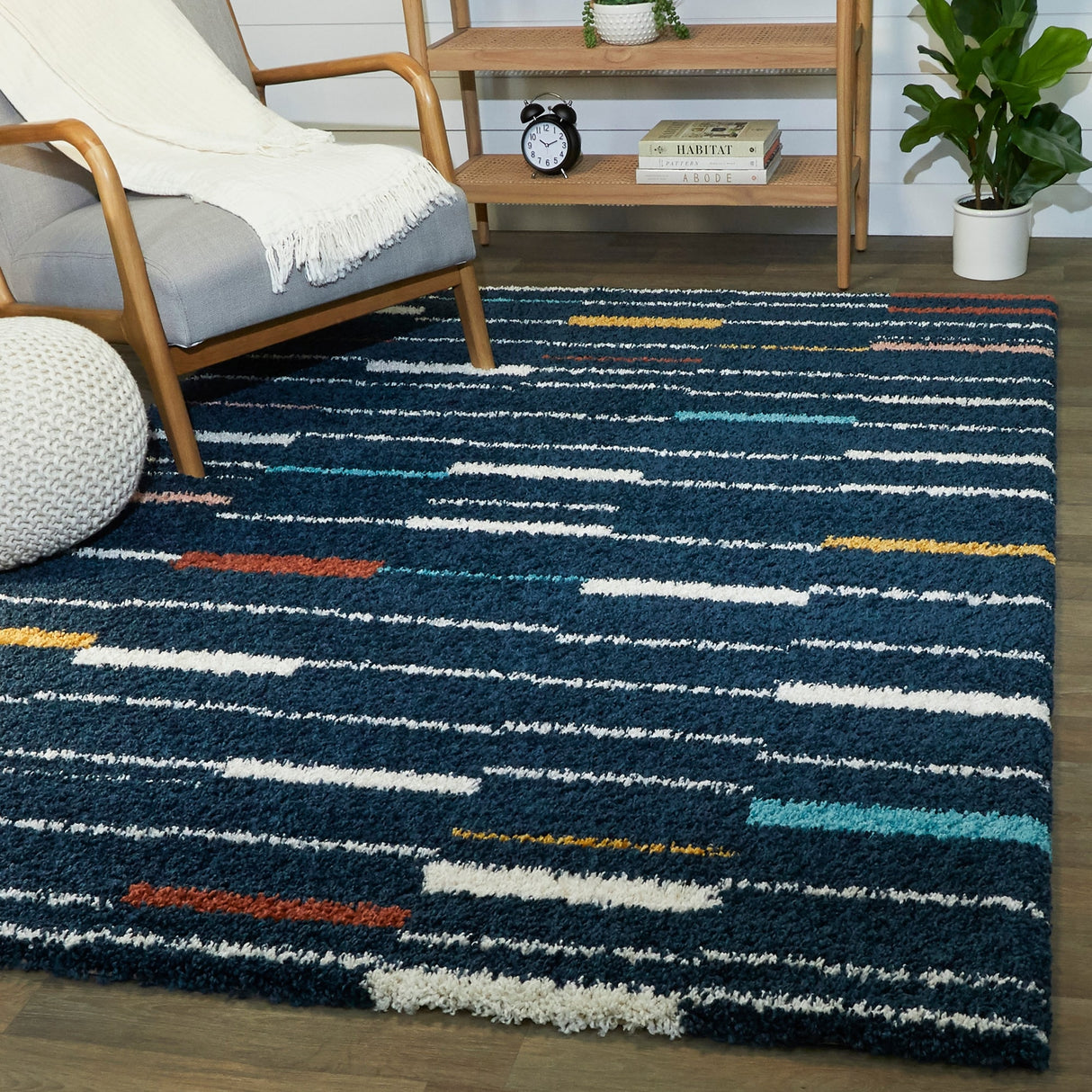 Barlough Contemporary StripeShag Area Rug - 5'3" x 7'
