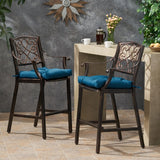Barlow Outdoor Aluminum Barstool with Cushion (Set of 2) by Christopher Knight Home