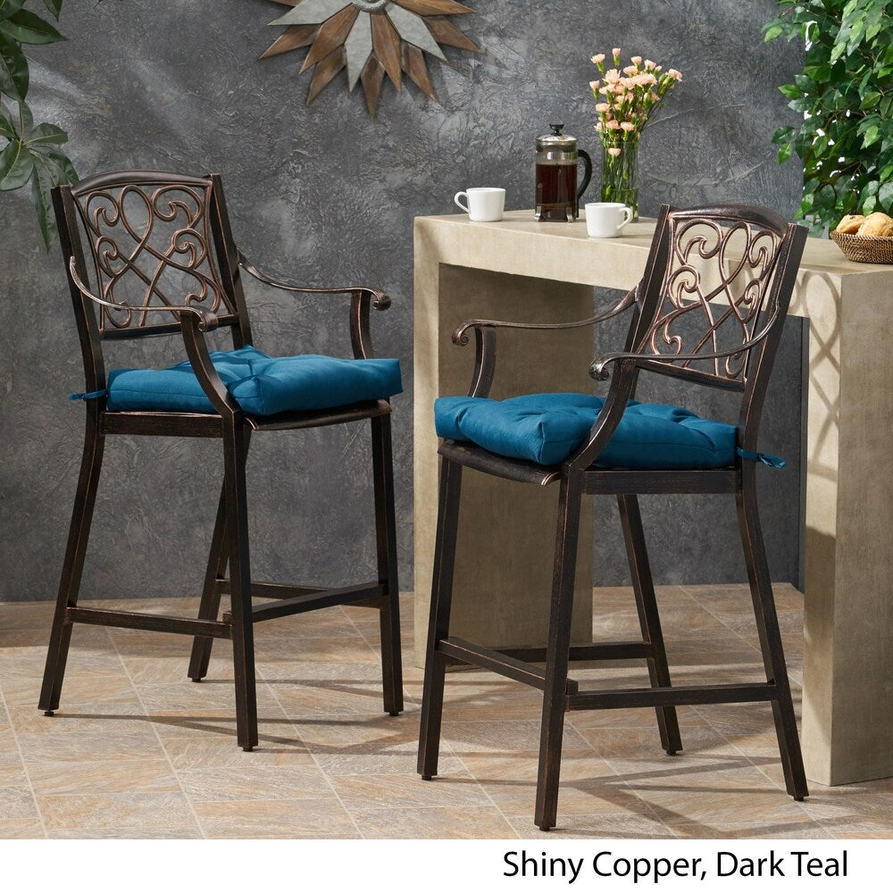 Barlow Outdoor Aluminum Barstool with Cushion (Set of 2) by Christopher Knight Home