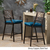 Barlow Outdoor Aluminum Barstool with Cushion (Set of 2) by Christopher Knight Home