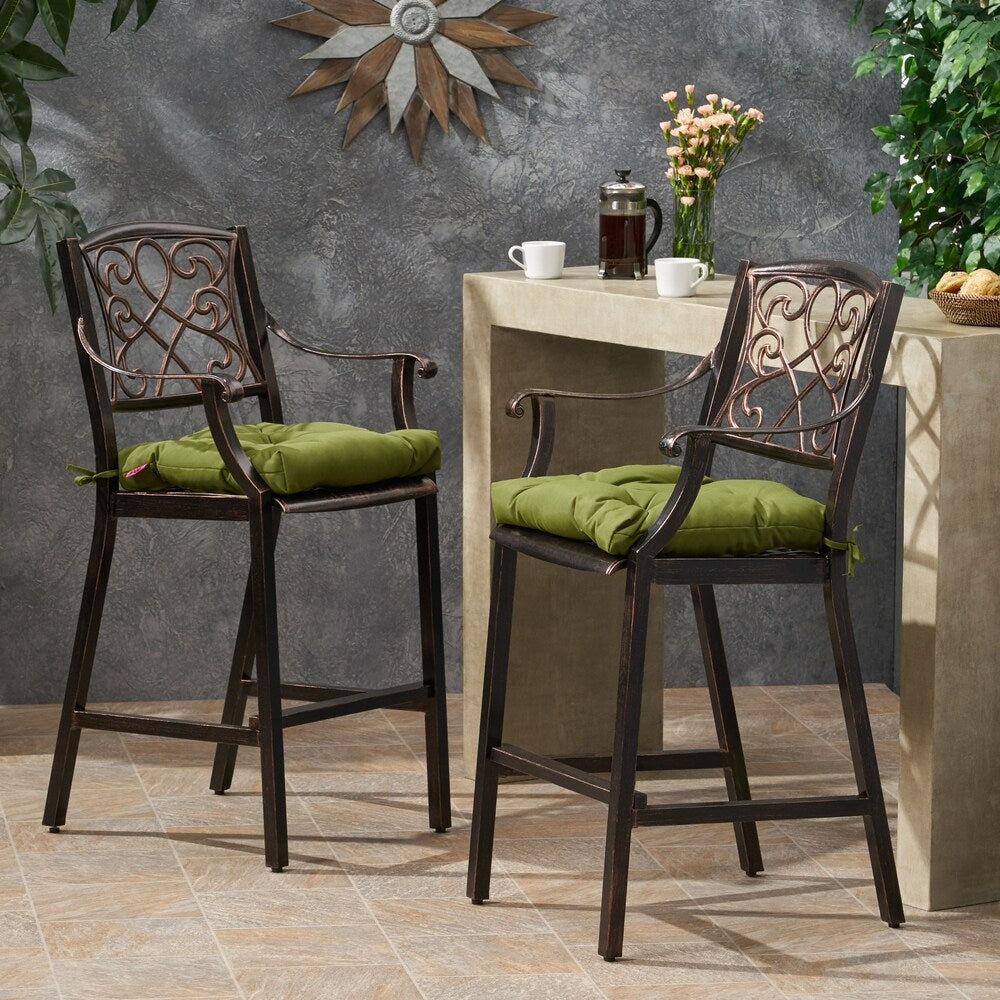Barlow Outdoor Aluminum Barstool with Cushion (Set of 2) by Christopher Knight Home