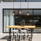 Modern Farmhouse Outdoor Patio Pendants Black Seeded Glass Shade Ceiling Light - Textured Black - D 6.5"x H 10.5"