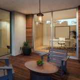 Modern Farmhouse Outdoor Patio Pendants Black Seeded Glass Shade Ceiling Light - Textured Black - D 6.5"x H 10.5"