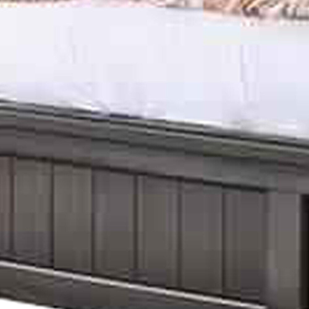 Barn Style California King Size Bed with Plank Panel Headboard, Brown