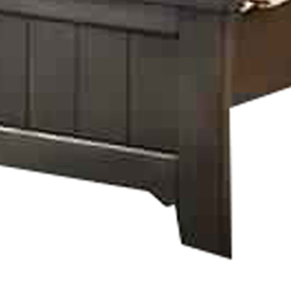 Barn Style California King Size Bed with Plank Panel Headboard, Brown