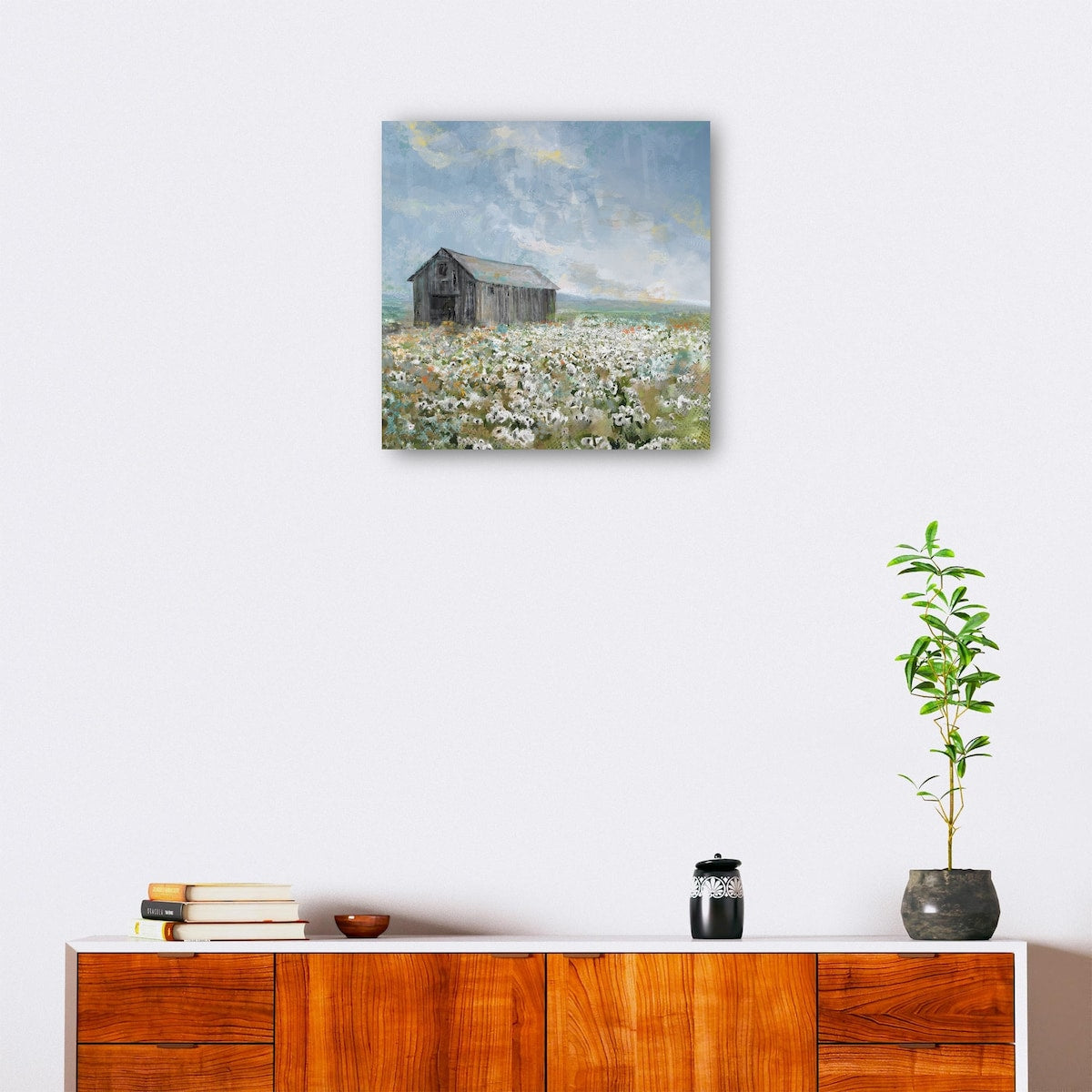 Barn with White Poppies By Studio Arts Canvas Art Print