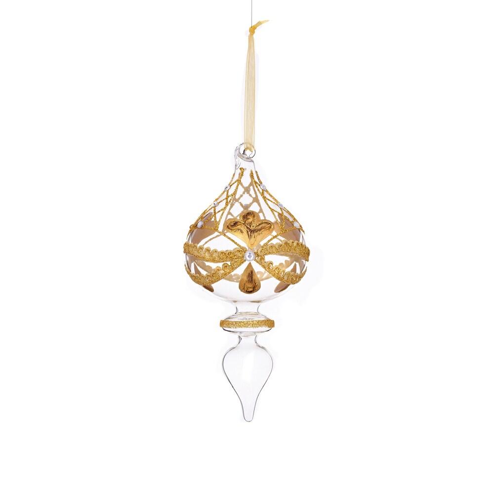Baroque Pattern Finial 7.5-inch Clear Ornament