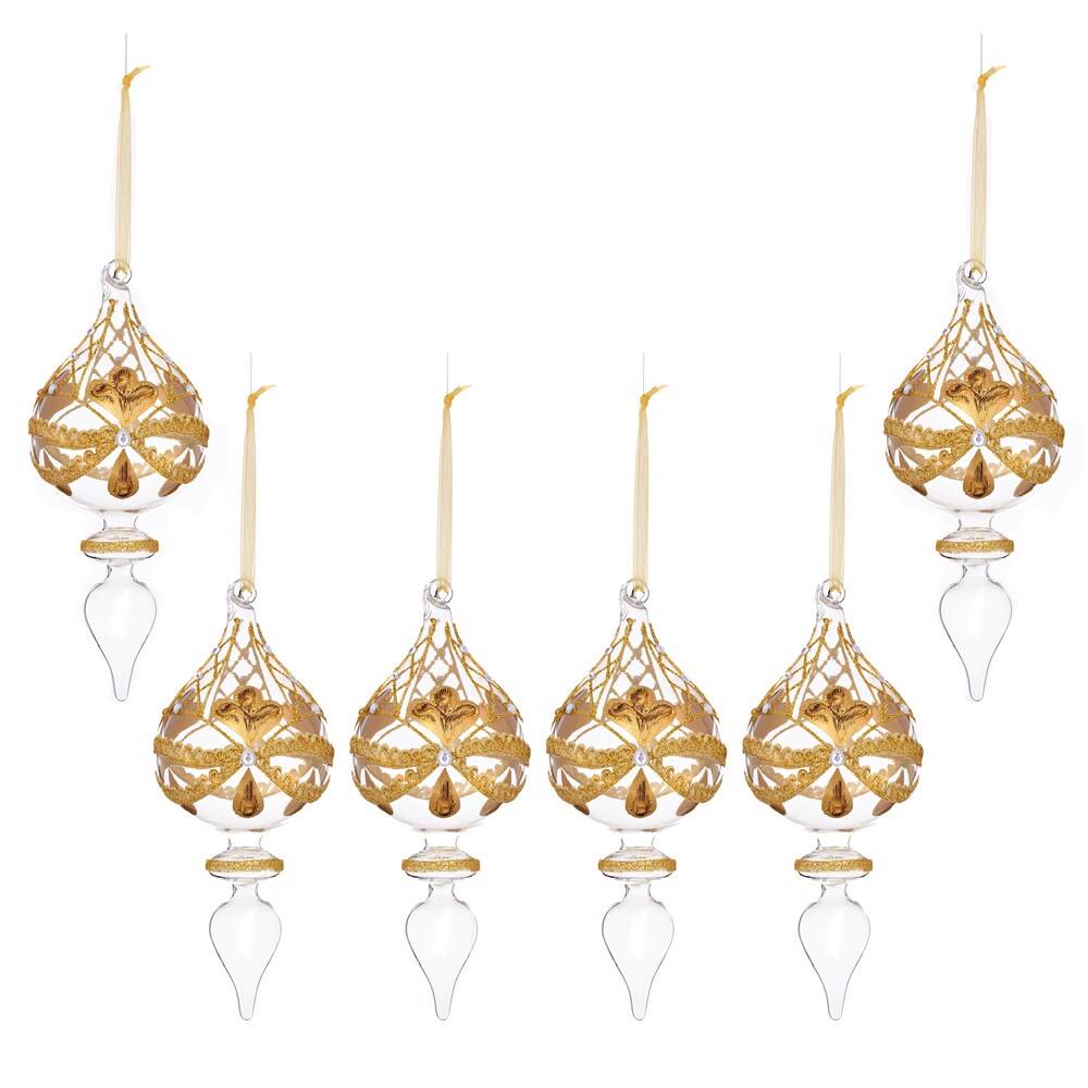 Baroque Pattern Finial 7.5-inch Clear Ornament