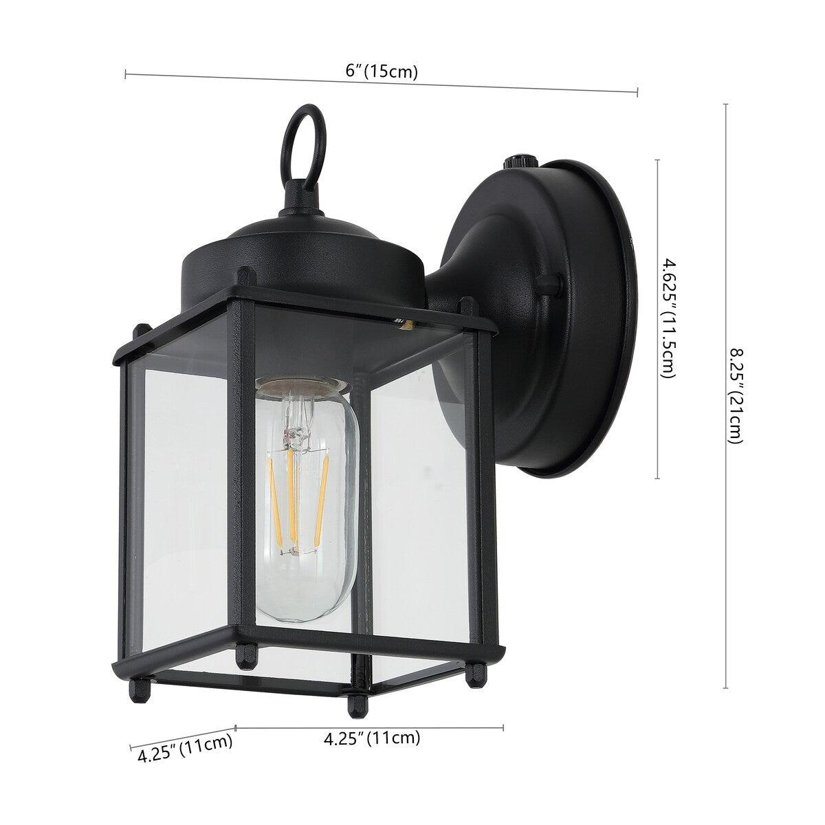 Barrie 4.25" 1-Light Farmhouse Industrial Iron/Glass Outdoor LED Sconce, Black/Clear (Set of 2) by JONATHAN Y