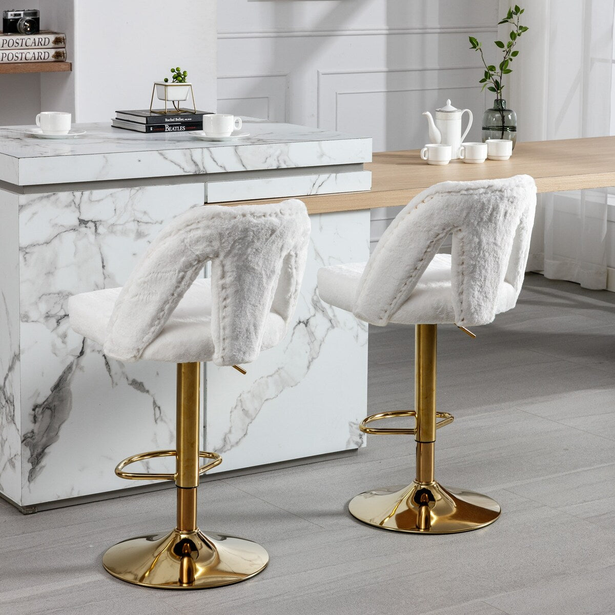 Barstools Adjusatble Seat Height, Modern Bar Stool with Nailheads for Home Pub and Kitchen Island,Set of 2