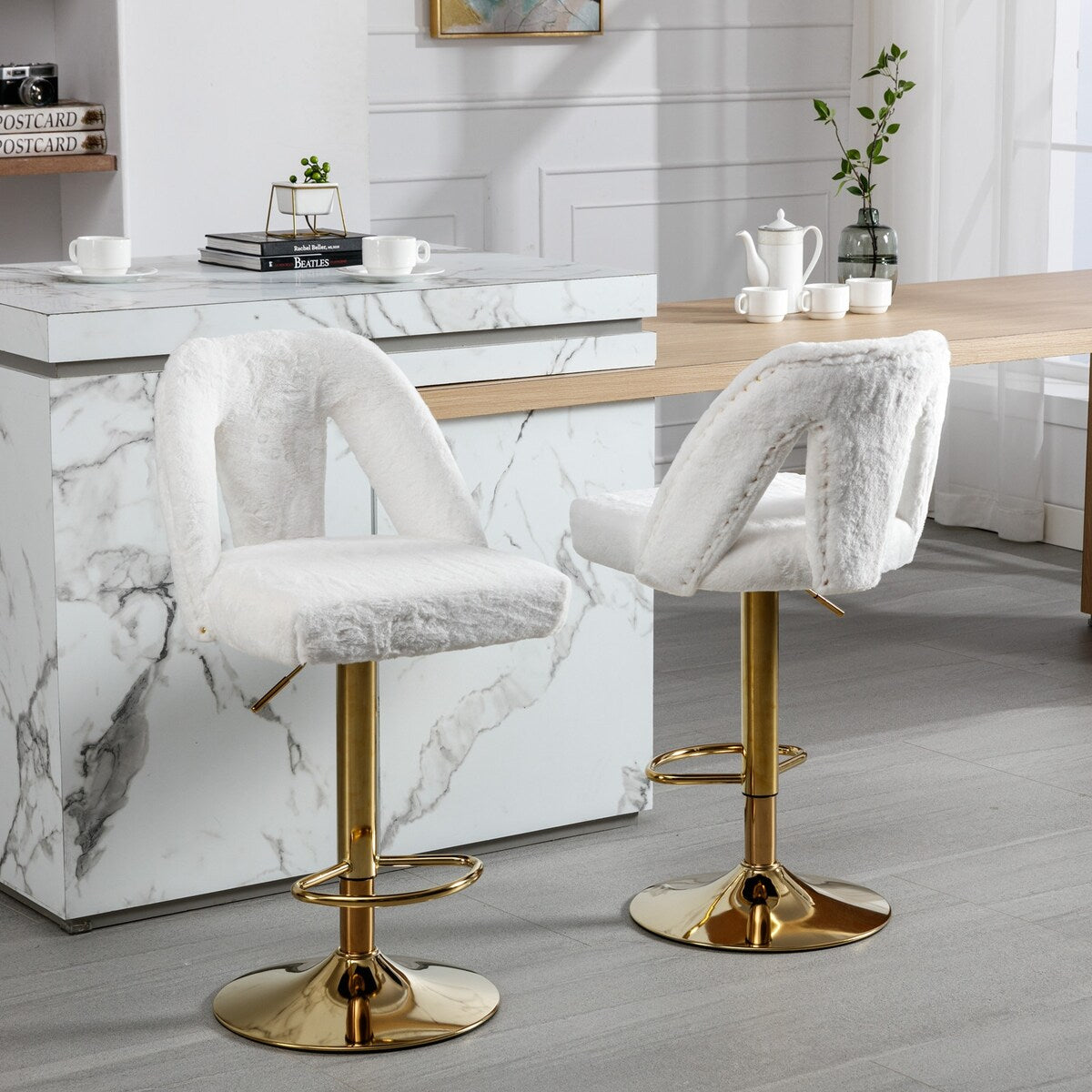 Barstools Adjusatble Seat Height, Modern Bar Stool with Nailheads for Home Pub and Kitchen Island,Set of 2