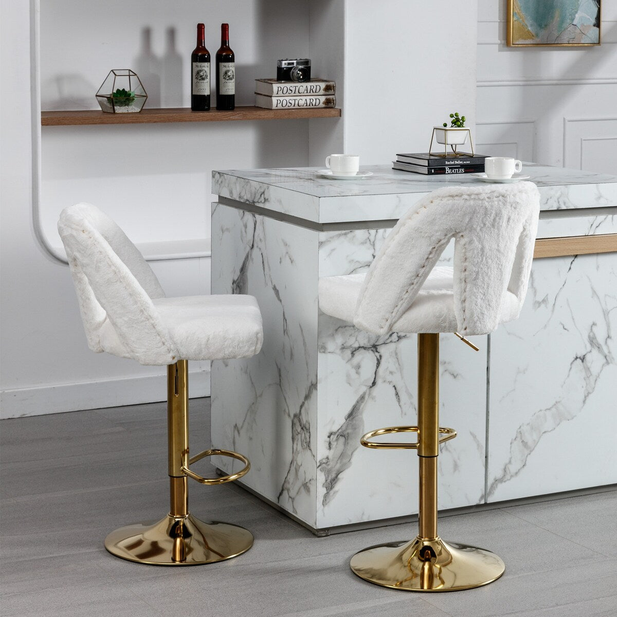 Barstools Adjusatble Seat Height, Modern Bar Stool with Nailheads for Home Pub and Kitchen Island,Set of 2